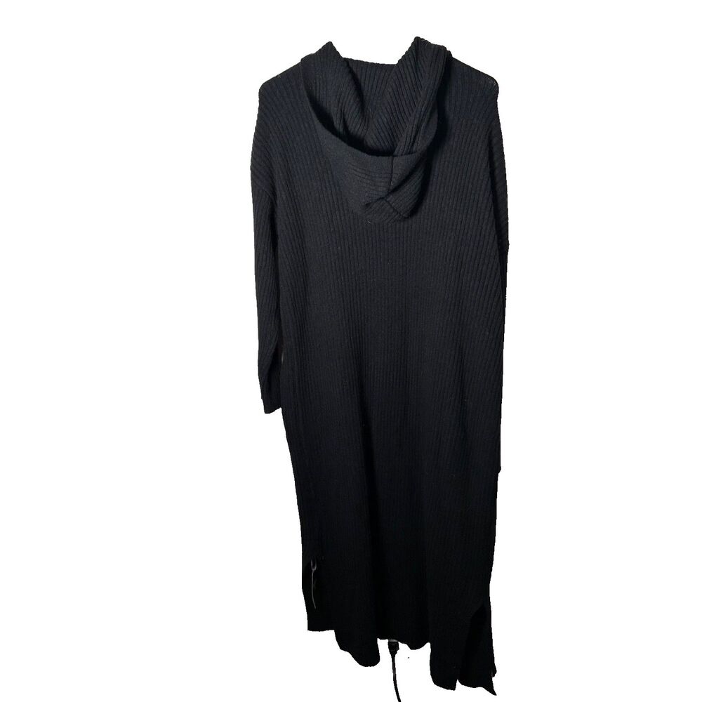 Halara Sweater Women's XL Black Long Open Knit Duster Cardigan Hoodie - Picture 2 of 10